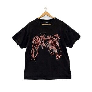 Revenge Clothing Red Lightning Arch Graphic Logo T-Shirt Mens Size Large Black